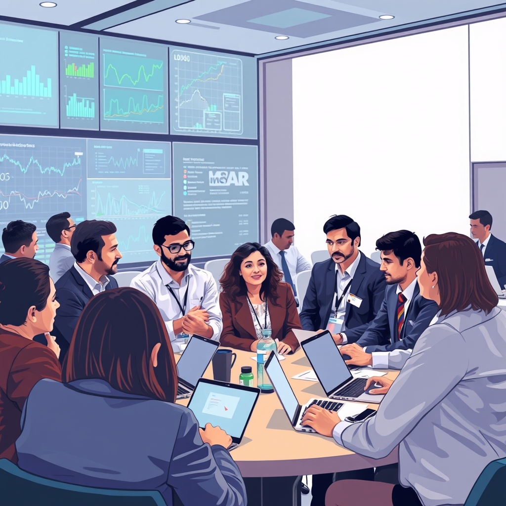 A group of economists and data scientists gathered at a conference, discussing nontraditional data, machine learning, and natural language processing in macroeconomics.