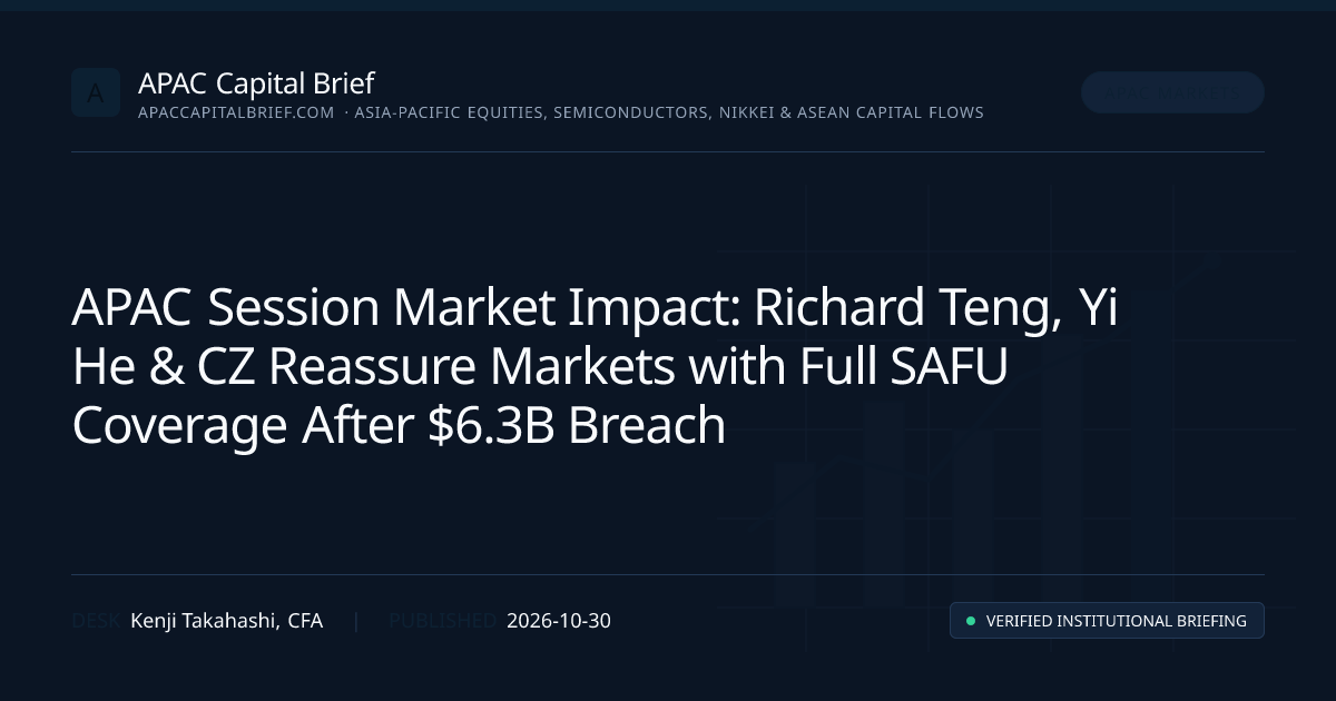 APAC Session Market Impact: Richard Teng, Yi He & CZ Reassure Markets with Full SAFU Coverage After $6.3B Breach — APAC Capital Brief institutional chart and forensic breakdown